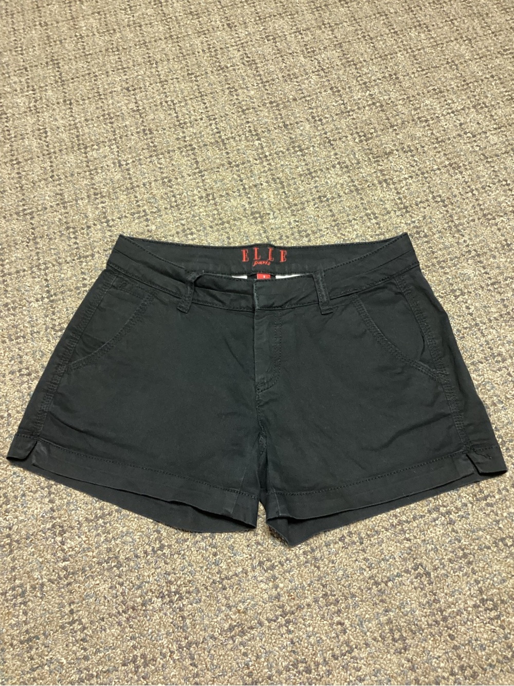 ELLE Paris Black Cotton Blend Women's Twill Shorts * Size 2